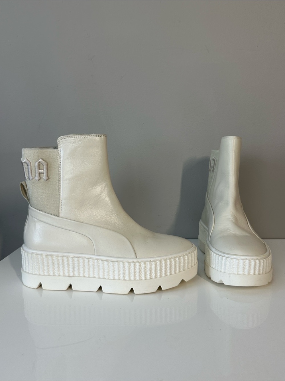 Puma Fenty by Rhianna Chelsea White Combat Boots Size 7 Punk